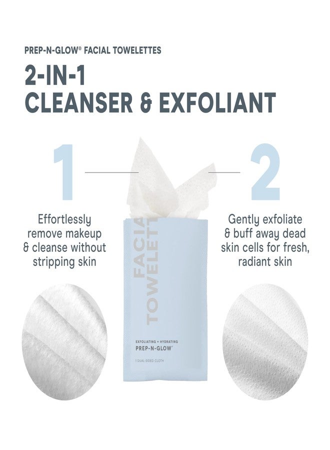 نوفيس مناديل NuFACE Prep-N-Glow للوجه - مناديل 2 في 1 لإزالة المكياج وتقشيره وتنظيفه، مناديل سفر للوجه بحمض الهيالورونيك لترطيب البشرة وتفتيحها للحصول على بشرة متألقة - 5 مناديل مغلفة بشكل فردي - Image 3